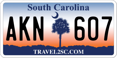 SC license plate AKN607