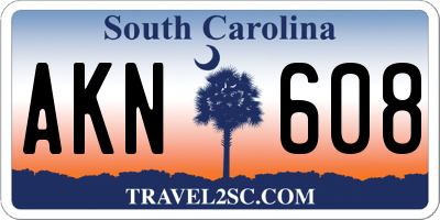 SC license plate AKN608