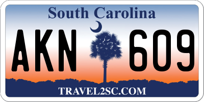 SC license plate AKN609