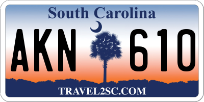 SC license plate AKN610