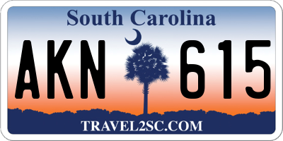 SC license plate AKN615