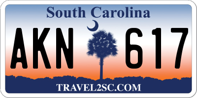 SC license plate AKN617