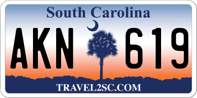 SC license plate AKN619