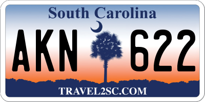 SC license plate AKN622