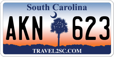 SC license plate AKN623