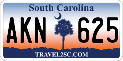 SC license plate AKN625