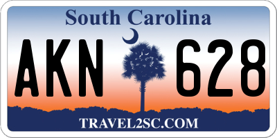 SC license plate AKN628