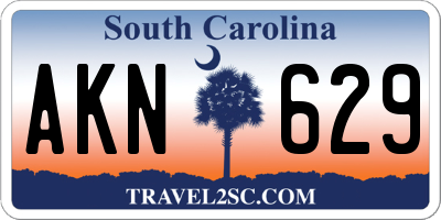 SC license plate AKN629