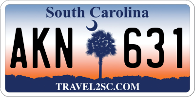 SC license plate AKN631
