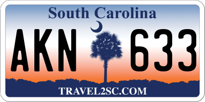 SC license plate AKN633
