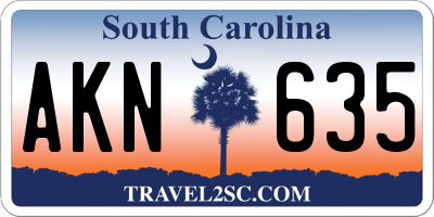 SC license plate AKN635