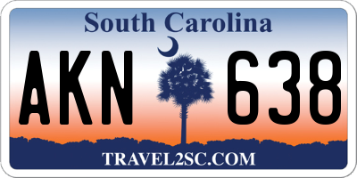 SC license plate AKN638
