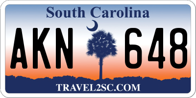 SC license plate AKN648