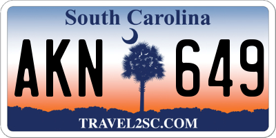 SC license plate AKN649