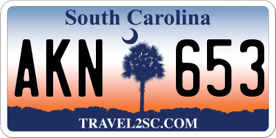 SC license plate AKN653