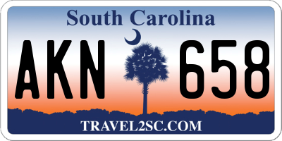 SC license plate AKN658