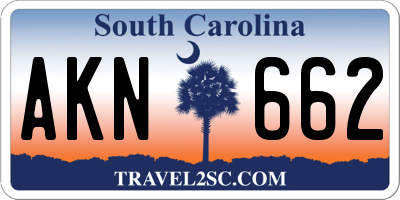 SC license plate AKN662