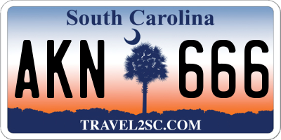 SC license plate AKN666