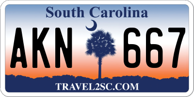 SC license plate AKN667
