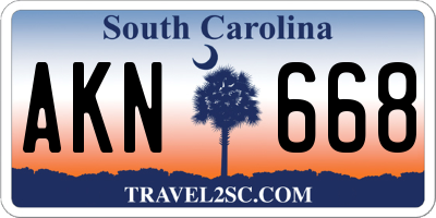 SC license plate AKN668