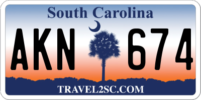 SC license plate AKN674
