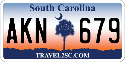 SC license plate AKN679