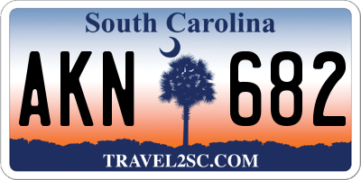 SC license plate AKN682