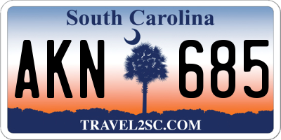 SC license plate AKN685