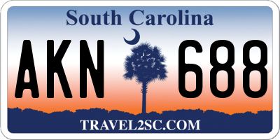 SC license plate AKN688