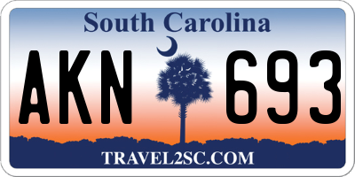 SC license plate AKN693