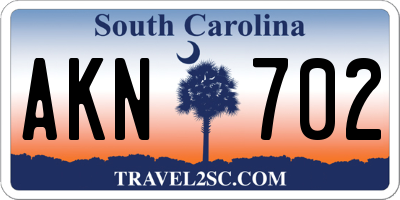 SC license plate AKN702