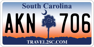 SC license plate AKN706