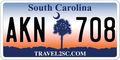 SC license plate AKN708