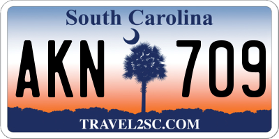SC license plate AKN709