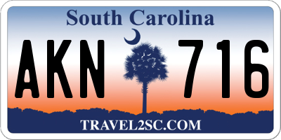SC license plate AKN716