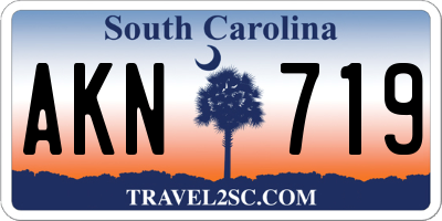 SC license plate AKN719