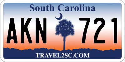 SC license plate AKN721