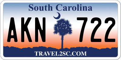 SC license plate AKN722
