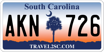 SC license plate AKN726