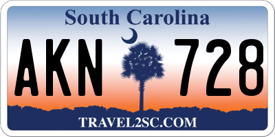 SC license plate AKN728