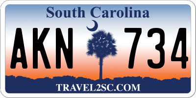 SC license plate AKN734