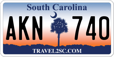 SC license plate AKN740