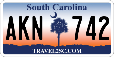 SC license plate AKN742