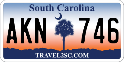 SC license plate AKN746