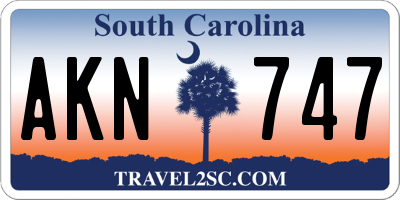 SC license plate AKN747