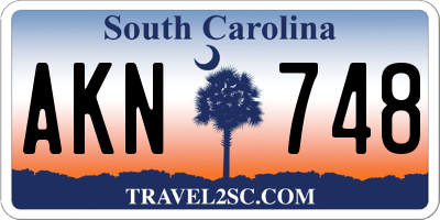 SC license plate AKN748