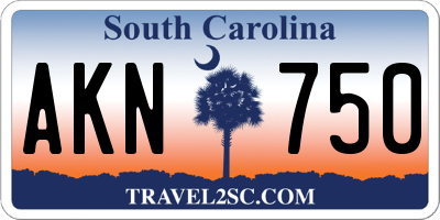 SC license plate AKN750