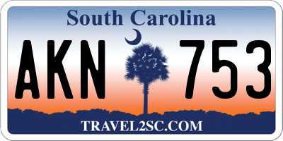 SC license plate AKN753
