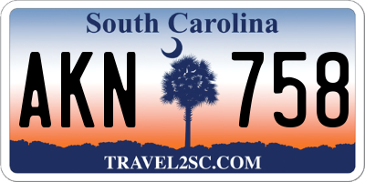 SC license plate AKN758