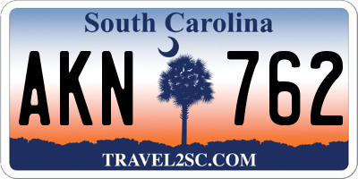 SC license plate AKN762